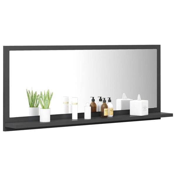 vidaXL Specchio da Bagno Grigio 90x10,5x37 cm in Legno Multistrato