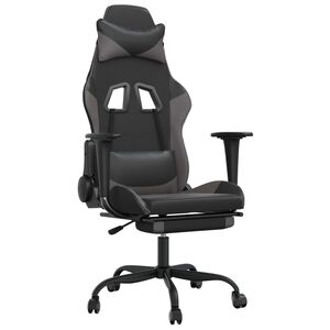 vidaXL Sedia da Gaming con Poggiapiedi Nero e Grigio in Similpelle
