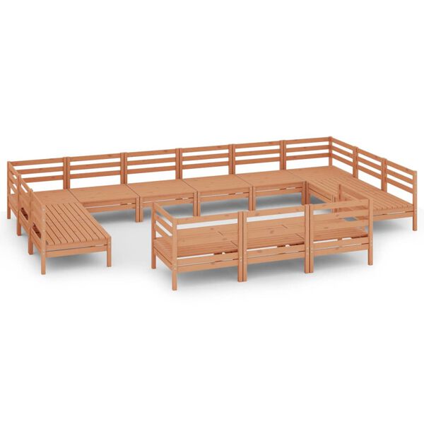 vidaXL Set Salotto da Giardino 13 pz in Legno Massello di Pino Ambra