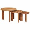 vidaXL Tavoli da Caff&egrave; Nido 3 pcs Marrone Legno di Acacia Massello