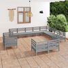vidaXL Set Salotto da Giardino 12 pz in Legno Massello di Pino Grigio