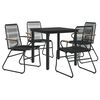 vidaXL Set da Pranzo da Giardino 5 pz Nero in Rattan PVC