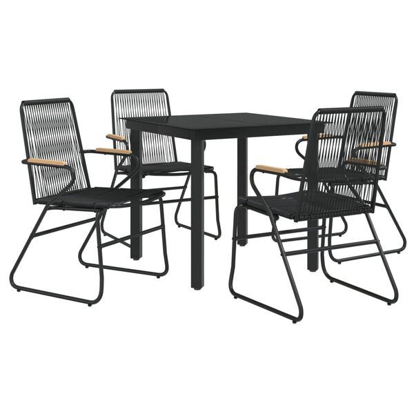 vidaXL Set da Pranzo da Giardino 5 pz Nero in Rattan PVC