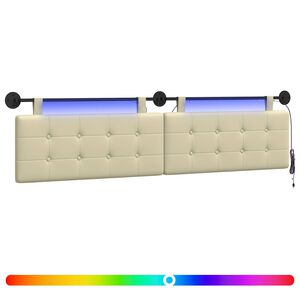 vidaXL Testiera sospesa Con luce LED Crema Similpelle