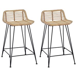 vidaXL Sgabello da bar 2 pz Naturale 44 x 45 x 76 cm Rattan e acciaio