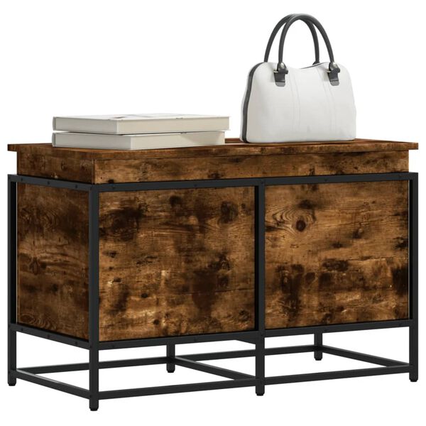 vidaXL Contenitore con Coperchio Rovere Fumo 80x40x51,5cm Truciolato