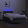 vidaXL Letto a Molle Materasso e LED Grigio Scuro 90x200 cm in Tessuto