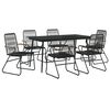 vidaXL Set da Pranzo da Giardino 7 pz Nero in Rattan PVC