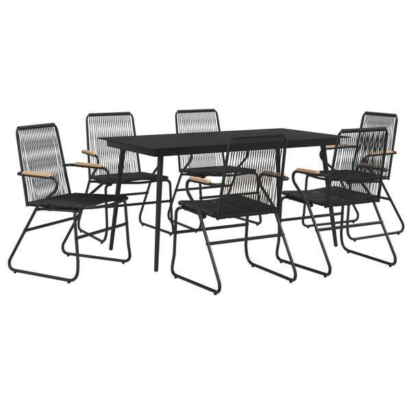 vidaXL Set da Pranzo da Giardino 7 pz Nero in Rattan PVC