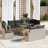 vidaXL Set Divano da Giardino 9pz con Cuscini Grigio Chiaro Polyrattan