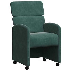 vidaXL Sedie da Pranzo con Ruote 2 pcs Verde scuro 58 x 65 x 98 cm