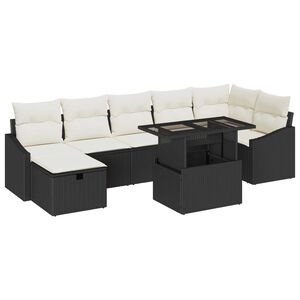 vidaXL Set Divano da Giardino 8 pcs Nero polyrattan