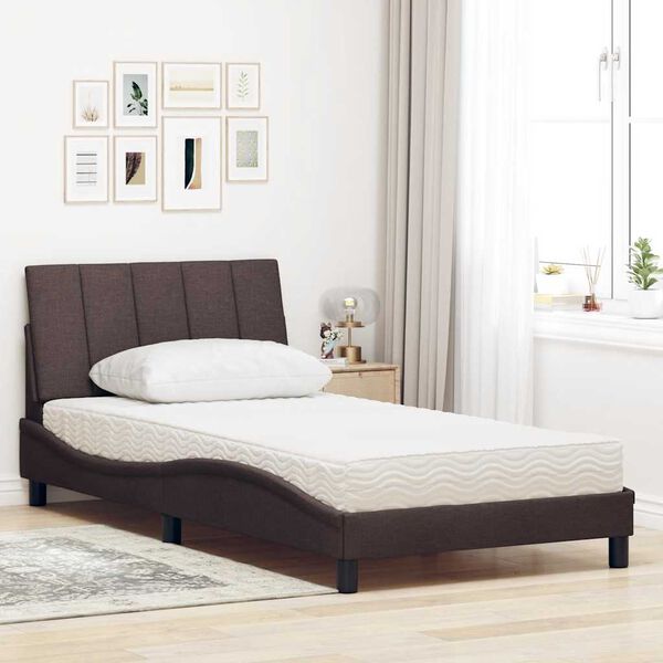 vidaXL Letto con Materasso Hanko Marrone Scuro 100x200 cm in Tessuto