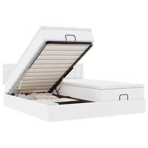 vidaXL Struttura Letto Pouf con Materassi Bianco 180x200 cm Similpelle