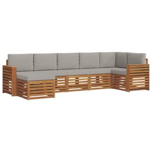 vidaXL Set di divani da esterno 7 pz Grigio Naturale e Chiaro