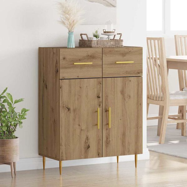 vidaXL Credenza Rovere artigianale 69,5 x 34 x 90 cm Legno multistrato