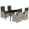vidaXL Set Pranzo da Giardino 5pz con Cuscini Grigio Chiaro Polyrattan