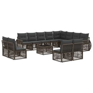 vidaXL Set Divano da Giardino 13 pcs Grigio e Grigio Scuro polyrattan