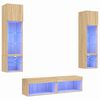 vidaXL Mobili TV a Muro con LED 6pz Rovere Sonoma Legno Multistrato