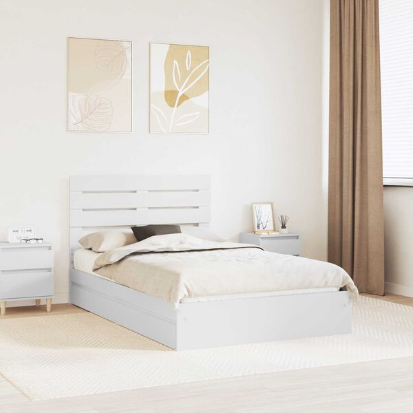 vidaXL Letto con Contenitore Bianco 120 x 200 cm Legno multistrato