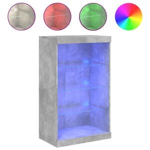 vidaXL Credenza con Luci LED Grigio Cemento 60,5x37x100 cm