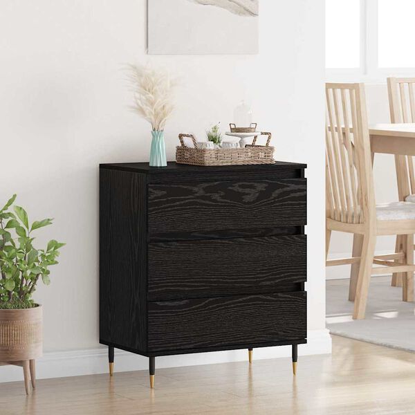 vidaXL Credenza Rovere Nero 60 x 35 x 70 cm Legno multistrato