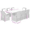 vidaXL Set da Pranzo da Giardino 9 pz con Cuscini Beige in Polyrattan