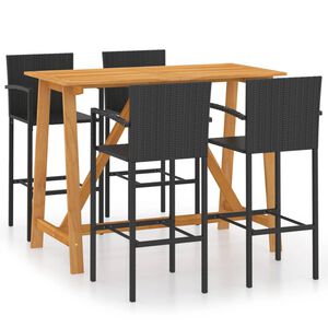 vidaXL Set Bar da Giardino 5 pz Nero