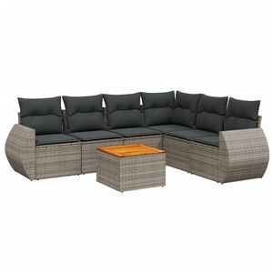 vidaXL Set Divani da Giardino 7 pz con Cuscini Grigio in Polyrattan
