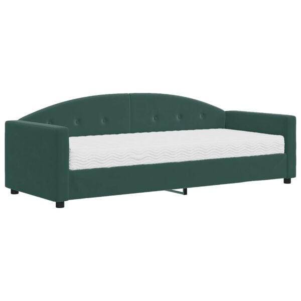 vidaXL Divano Letto con Materasso Verde Scuro 80x200 cm in Velluto