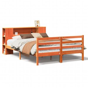 vidaXL Letto Libreria senza Materasso Marrone Cera 135x190 cm in Pino