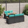 vidaXL Set Divano da Giardino 6 pz con Cuscini Nero in Polyrattan