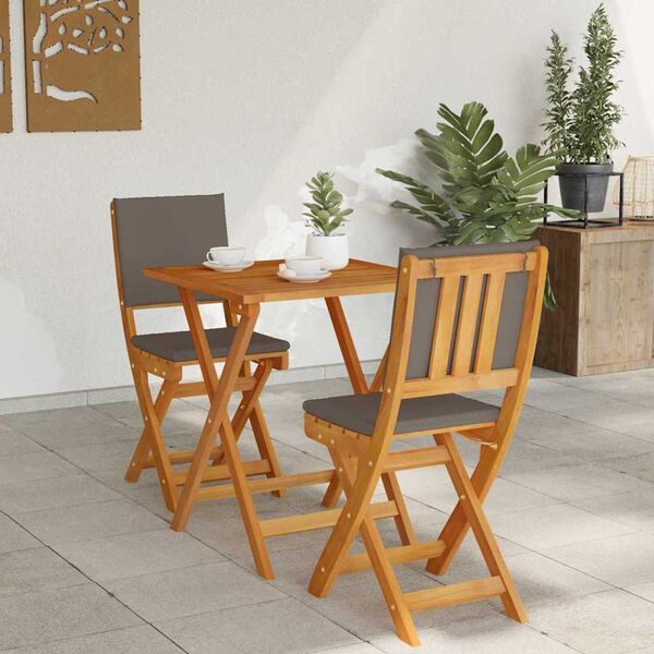 vidaXL Set bistrot 3 pcs Marrone legno massello di acacia