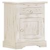 vidaXL Comodino Bianco 40x30x50 cm in Legno Massello di Mango