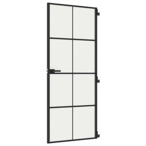 vidaXL Porta Interni Sottile Nera 83x201,5cm Vetro Temperato Alluminio