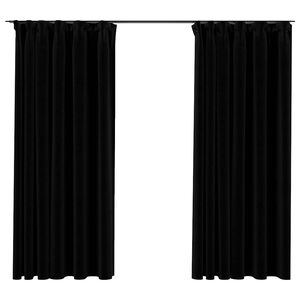 vidaXL Tende Oscuranti con Ganci Effetto Lino 2 pz Nere 140x175 cm