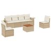 vidaXL Set Divani da Giardino 7 pz con Cuscini Beige in Polyrattan