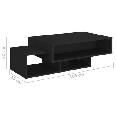 vidaXL Tavolino da Salotto Nero 105x55x32 cm in Truciolato