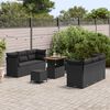 vidaXL Set Divano da Giardino con cuscino 9 pcs Nero polyrattan