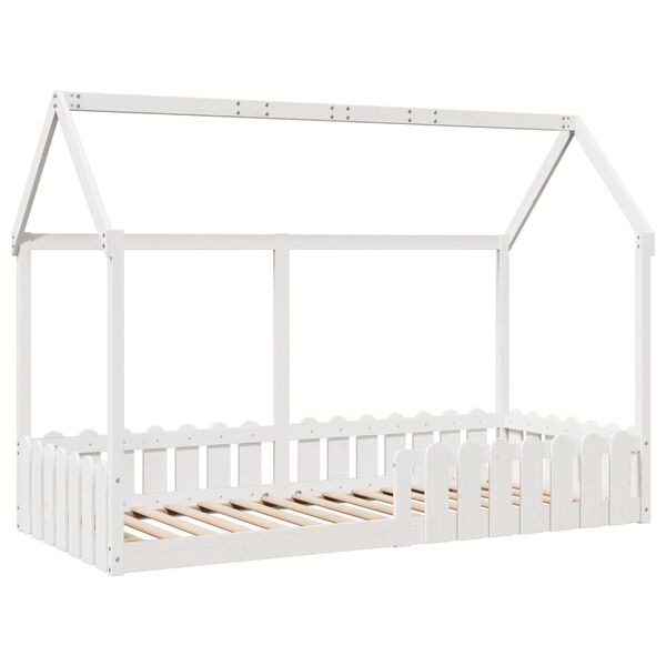 vidaXL Giroletto Casetta Bambini Bianco 90x190 cm Legno Massello Pino