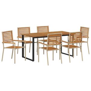 vidaXL Set da Pranzo per Giardino 7 pz Beige Legno di Acacia Massello