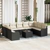 vidaXL Set Divano da Giardino 10 pcs Nero e bianco Poly Rattan