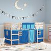vidaXL Letto a Soppalco con Tende Bambini Blu 80x200 cm Massello Pino