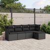 vidaXL Set Divani da Giardino 5 pz con Cuscini in Polyrattan Nero