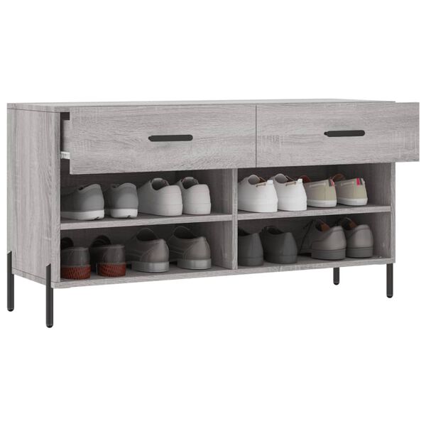 vidaXL Panca Porta Scarpe Grigio Sonoma 102x35x55 cm Legno Multistrato