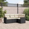 vidaXL Set Divani da Giardino 4 pz con Cuscini Nero in Polyrattan