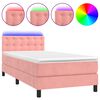 vidaXL Letto a Molle con Materasso e LED Rosa 100x200 cm in Velluto