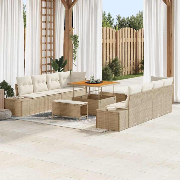 vidaXL Set Divano da Giardino con cuscino 11 pcs Beige polyrattan