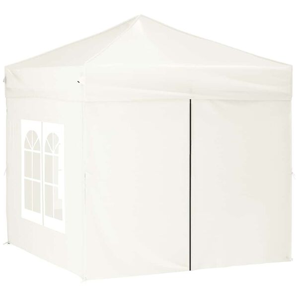 vidaXL Tenda per Feste Pieghevole con Pareti Laterali Crema 2x2 m