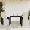 vidaXL Set da Bistr&ograve; 3 pz con Cuscini Nero in Polyrattan